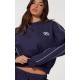 PRETTYLITTLETHING Navy Embroidered Contrast Piping Sweatshirt PRETTYLITTLETHING Navy Embroidered Contrast Piping Sweatshirt