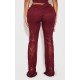 Shape Burgundy Fold Over Ribbed Pant With Side Panel Detail Shape Burgundy Fold Over Ribbed Pant With Side Panel Detail