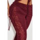 Shape Burgundy Fold Over Ribbed Pant With Side Panel Detail Shape Burgundy Fold Over Ribbed Pant With Side Panel Detail
