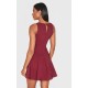 Wine Stretch Woven Racer Pleated Shift Dress Wine Stretch Woven Racer Pleated Shift Dress