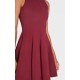 Wine Stretch Woven Racer Pleated Shift Dress Wine Stretch Woven Racer Pleated Shift Dress