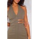 Dark Khaki Stretch Woven Belted Bodycon Dress Dark Khaki Stretch Woven Belted Bodycon Dress