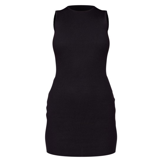 Black Basic Knitted Bodycon Dress Black Basic Knitted Bodycon Dress