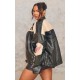 Plus Black Contrast Panel Oversized Faux Leather Motocross Jacket Plus Black Contrast Panel Oversized Faux Leather Motocross Jacket