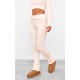 Cream Rib Fold Over Waist Flared Pants Cream Rib Fold Over Waist Flared Pants