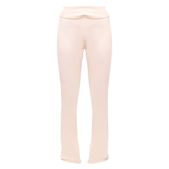 Cream Rib Fold Over Waist Flared Pants Cream Rib Fold Over Waist Flared Pants
