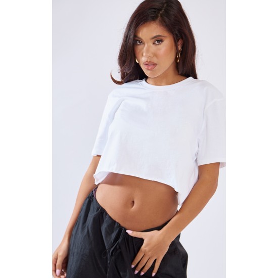 Cotton White Oversized Crop T-Shirt Cotton White Oversized Crop T-Shirt