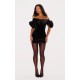 Black Velvet Bardot Ruffle Bodycon Dress Black Velvet Bardot Ruffle Bodycon Dress