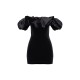 Black Velvet Bardot Ruffle Bodycon Dress Black Velvet Bardot Ruffle Bodycon Dress