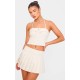 Cream Bow Detail Tie Neck Halterneck Crop Top Cream Bow Detail Tie Neck Halterneck Crop Top