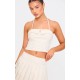 Cream Bow Detail Tie Neck Halterneck Crop Top Cream Bow Detail Tie Neck Halterneck Crop Top