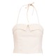 Cream Bow Detail Tie Neck Halterneck Crop Top Cream Bow Detail Tie Neck Halterneck Crop Top