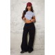 Petite Black Denim Frayed Tie Waist Wide Leg Jeans Petite Black Denim Frayed Tie Waist Wide Leg Jeans