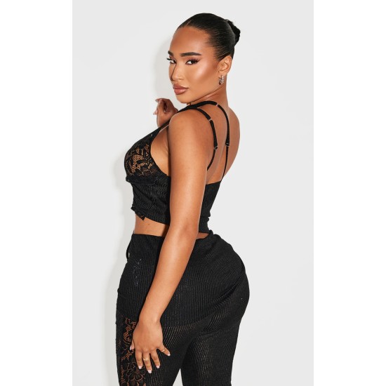 Shape Black Lace Up Bralet Top Shape Black Lace Up Bralet Top