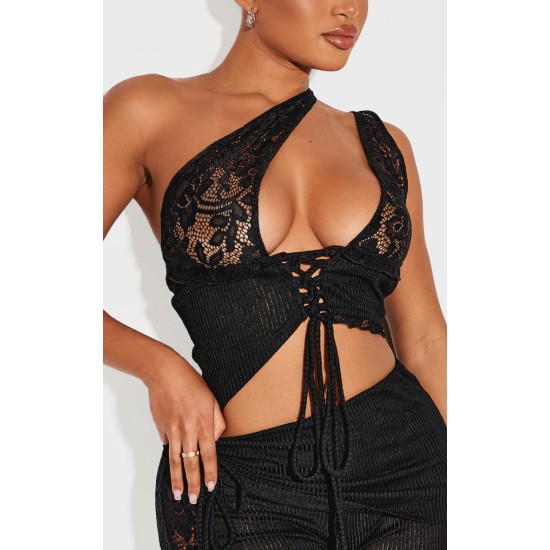 Shape Black Lace Up Bralet Top Shape Black Lace Up Bralet Top