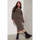 Plus Chocolate Knitted Seam Front Midaxi Dress Plus Chocolate Knitted Seam Front Midaxi Dress