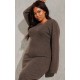 Plus Chocolate Knitted Seam Front Midaxi Dress Plus Chocolate Knitted Seam Front Midaxi Dress