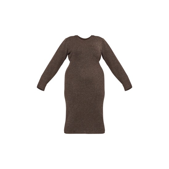 Plus Chocolate Knitted Seam Front Midaxi Dress Plus Chocolate Knitted Seam Front Midaxi Dress