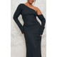 Plus Black Heavy Brushed Asymmetric Ruched Maxi Dress Plus Black Heavy Brushed Asymmetric Ruched Maxi Dress