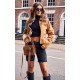 Camel Faux Fur Trim Faux Suede Jacket Camel Faux Fur Trim Faux Suede Jacket