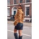 Camel Faux Fur Trim Faux Suede Jacket Camel Faux Fur Trim Faux Suede Jacket