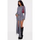 Charcoal Heavy Brushed Rib Wrap Tie Bodycon Dress Charcoal Heavy Brushed Rib Wrap Tie Bodycon Dress