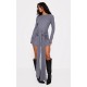 Charcoal Heavy Brushed Rib Wrap Tie Bodycon Dress Charcoal Heavy Brushed Rib Wrap Tie Bodycon Dress