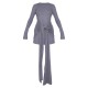 Charcoal Heavy Brushed Rib Wrap Tie Bodycon Dress Charcoal Heavy Brushed Rib Wrap Tie Bodycon Dress