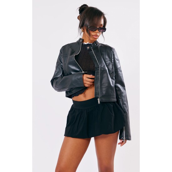 Black Stretch Woven Micro Mini Puffball Skirt Black Stretch Woven Micro Mini Puffball Skirt