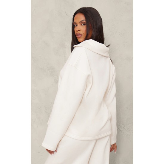 Maternity Cream Quarter Zip Long Sleeve Sweatshirt Maternity Cream Quarter Zip Long Sleeve Sweatshirt