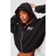 PRETTYLITTLETHING Black Elasticated Hem Zip Up Hoodie PRETTYLITTLETHING Black Elasticated Hem Zip Up Hoodie