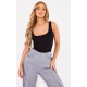 Black Basic Slinky Scoop Neck Bodysuit Black Basic Slinky Scoop Neck Bodysuit
