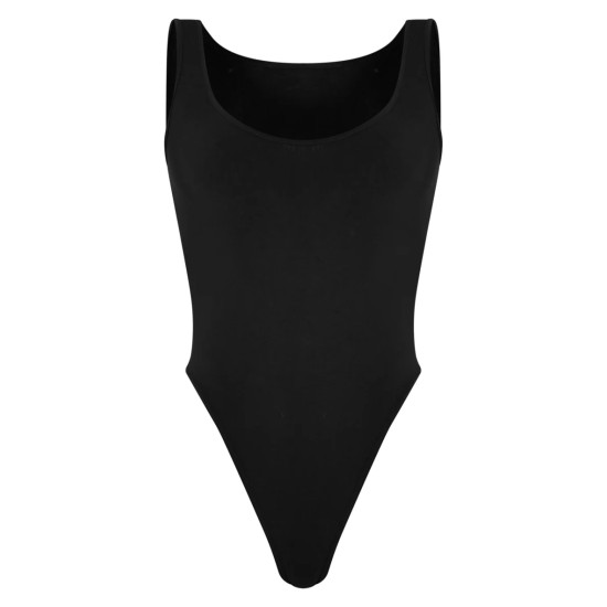 Black Basic Slinky Scoop Neck Bodysuit Black Basic Slinky Scoop Neck Bodysuit