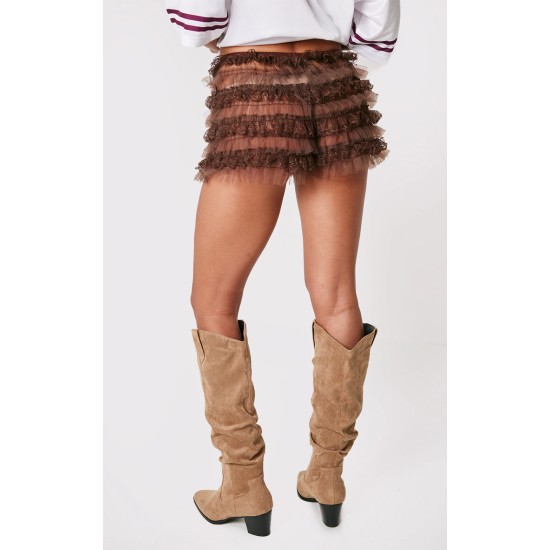 Chocolate Frill Mesh Bloomer Shorts Chocolate Frill Mesh Bloomer Shorts