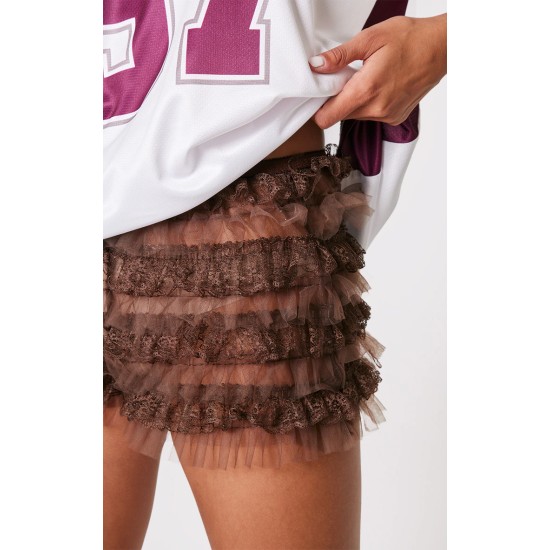 Chocolate Frill Mesh Bloomer Shorts Chocolate Frill Mesh Bloomer Shorts