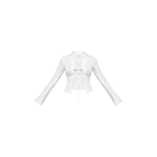 White Fitted Buckle Detail Shirt White Fitted Buckle Detail Shirt