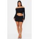 Shape Black Fold Over Ribbed Mini Skirt Shape Black Fold Over Ribbed Mini Skirt