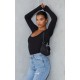 Basic Black Cotton Blend Scoop Neck Long Sleeve Bodysuit Basic Black Cotton Blend Scoop Neck Long Sleeve Bodysuit