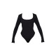 Basic Black Cotton Blend Scoop Neck Long Sleeve Bodysuit Basic Black Cotton Blend Scoop Neck Long Sleeve Bodysuit