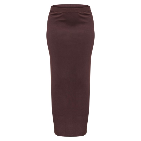 Chocolate Premium Soft Touch Low Rise Maxi Skirt Chocolate Premium Soft Touch Low Rise Maxi Skirt