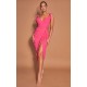 Hot Pink Underwire Detail Draped Midi Dress Hot Pink Underwire Detail Draped Midi Dress