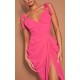 Hot Pink Underwire Detail Draped Midi Dress Hot Pink Underwire Detail Draped Midi Dress