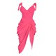Hot Pink Underwire Detail Draped Midi Dress Hot Pink Underwire Detail Draped Midi Dress
