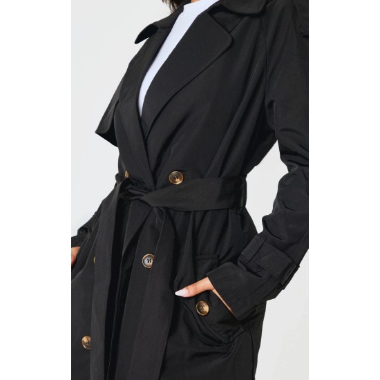 Petite Black Oversized Trench Coat Petite Black Oversized Trench Coat