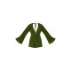 Green Glitter Plisse Flare Sleeve Plunge Romper Green Glitter Plisse Flare Sleeve Plunge Romper