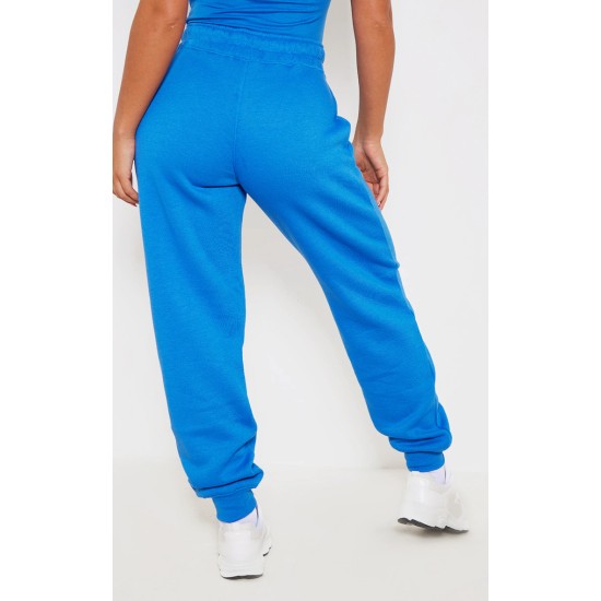 PRETTYLITTLETHING Blue Logo High Waisted Cuffed Sweatpants PRETTYLITTLETHING Blue Logo High Waisted Cuffed Sweatpants