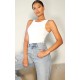 White Basic Slinky Racer Bodysuit White Basic Slinky Racer Bodysuit