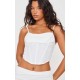 White Woven Cowl Neck Detail Strappy Dip Hem Corset White Woven Cowl Neck Detail Strappy Dip Hem Corset