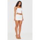 White Woven Cowl Neck Detail Strappy Dip Hem Corset White Woven Cowl Neck Detail Strappy Dip Hem Corset