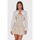 Butter Cream Contrast Pattern Shirt Detail Puffball Dress Butter Cream Contrast Pattern Shirt Detail Puffball Dress